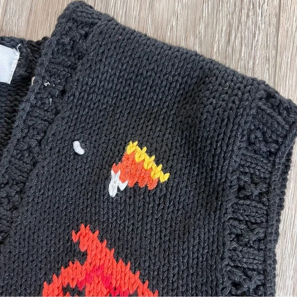 Vintage Halloween Sweater Vest Black Orange Pumpkins - Picture 8 of 13